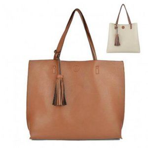 Reversible Two in One Tote With Crossbody Purse!